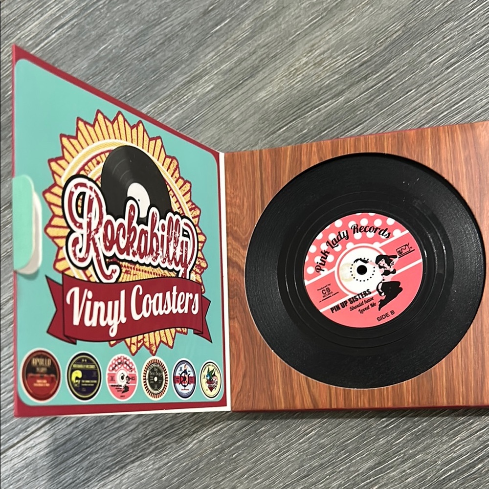 Rockabilly Vinyl Coasters - Set of 6 - Picture 3 of 3